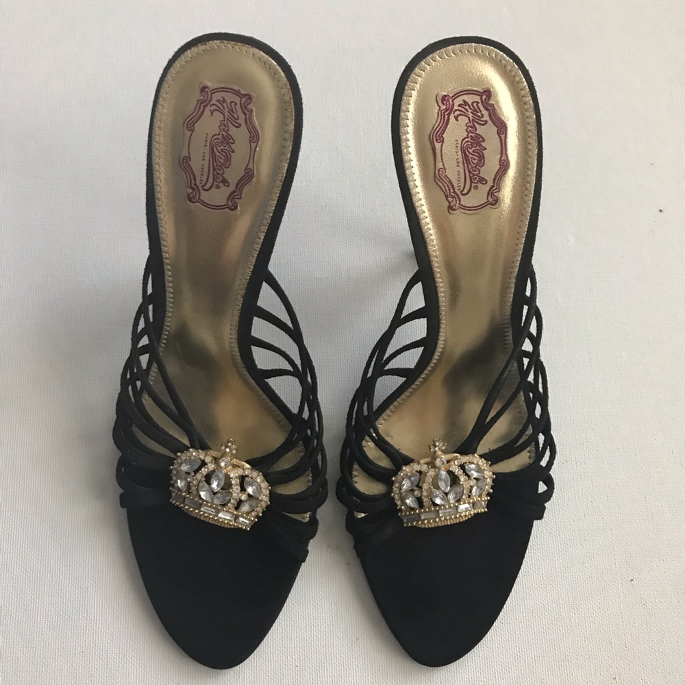 Hale Bob black strappy cocktail shoe with crown - Picture 5 of 5